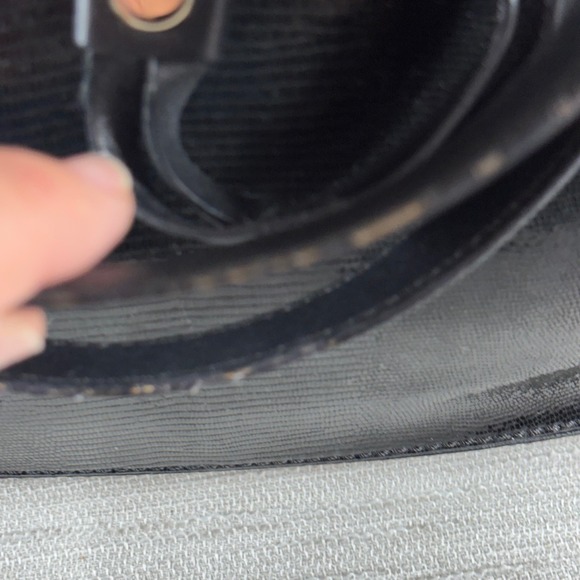 Cole Haan Satchel Shoulder Bag Black Reptile‎ Embossed Leather Designer Handbag - Picture 6 of 16